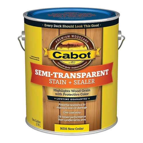 Cabot Semi-Transparent Wood Stain + Sealer, Low VOC, Cedar, Gallon