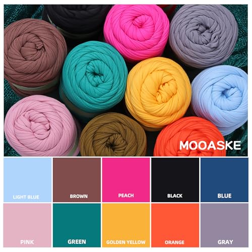 Image of Mooaske 2 Pack T-Shirt Crochet Yarn for DIY Knitting Crochet Cloth Blanket Bag Dolls - 400g Chunky Thick Yarn for Crocheting with Polyester-Spandex Blend Elastic Fabric (Pink)