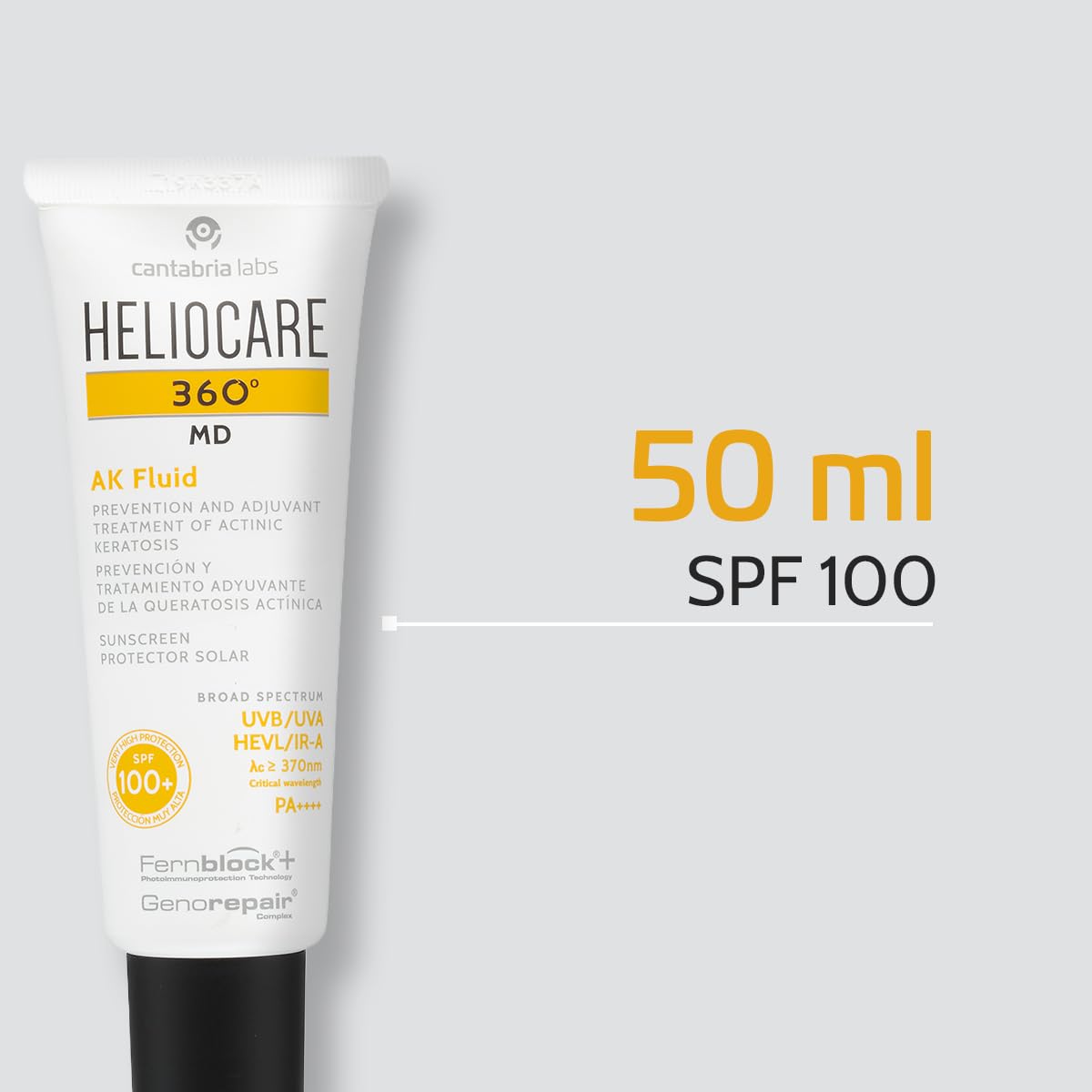 Cantabria Labs - Heliocare 360º MD AK Fluid - 50 ml - Protección Solar - Prevención Queratosis Actínica - Textura Fluida No Comedogénica