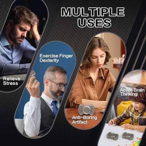 Image of 3-in-1 Fidget Toys Adults Kid: Spinner, Slider & Clicker - Magnetic Stainless Steel Bearing for Super-Stable Rotation - Stress Relief, Enhanced Focus, and Habit Breaking, Silver