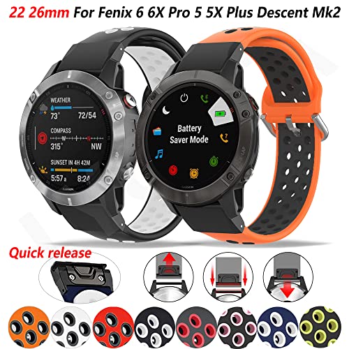 Bracelet silicone Garmin Fenix 6 Pro 5 Plus anti irritation - 2