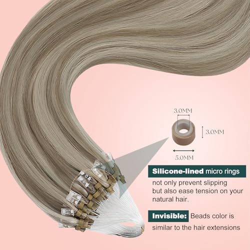 Image of Easyouth Micro Link Hair Extensions Highlight, Invisible, 20 Inch 57g 50s