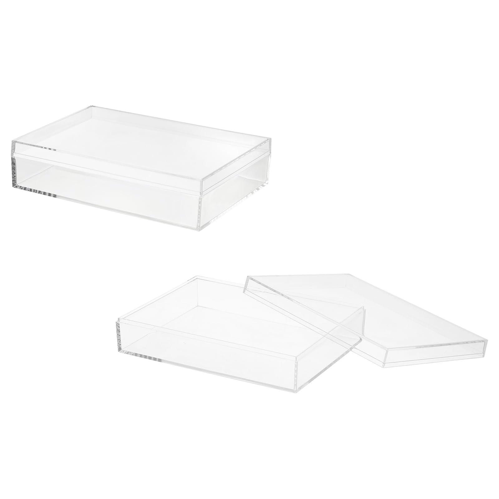 YELARXI Acrylic Box with Lid, 7.87 x 7.87 x 1.97 in Acrylic Display Case Plastic Square Cube Container Storage Holder Stackable Bins for Cosmetic Collectible Candy Jewelry(2 Pack, Clear)