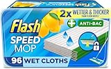 Flash Speedmop Wet Cloth Refills, Floor Cleaner Mop, Lemon Anti-Bac, 96 Wipes (24 x 4), Flash Speed Mop Refill Wipes, Household Wet & Dry Mops
