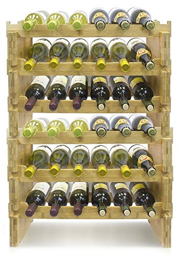 image for Sorbus Stackable Bamboo Wine Rack — Classic Style Wine Racks for Bot