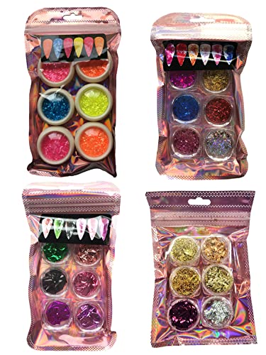 Glitter Encapsulado Flocado Para Unhas 24 Lindas Cores 24un