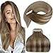 Produktbild LaaVoo Tape Extensions Echthaar Balayage Hellbraun Ombre Platinblond Echthaar Tape in Extensions Remy Echthaar Haarverlängerung Naturlich Glatt 40GR/20PCS #8/60/8 16 Zoll/40cm