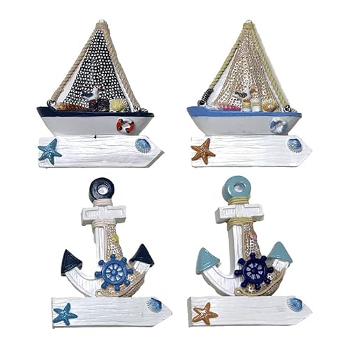 Image of Puckator Souvenir Seaside Magnet Boats & Anchors with Nets - Cute Funny Fridge White Board Coloured Powerful Strong Magnets - Magnetic Pins - Locker Accessories - Souvenir - Office Supplies