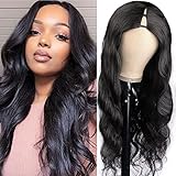 Xagujpo V Part Wig Human Hair Body Wave Wigs Upgrade U Part Wigs Brazilian Virgin Human Hair wigs for Black Women Glueless Full Head Clip In Half Wig V Shape Wigs No Leave Out Lace Front Wigs 180% Density Natural Color 16inch