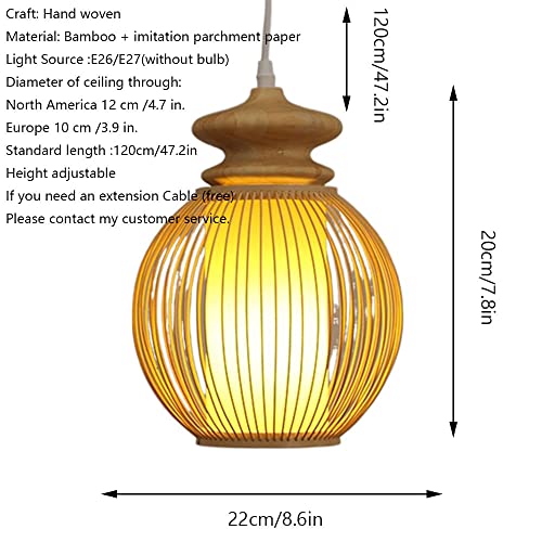 Luz de colgante de estilo sudeste asiático en bambú y rosca E27 4