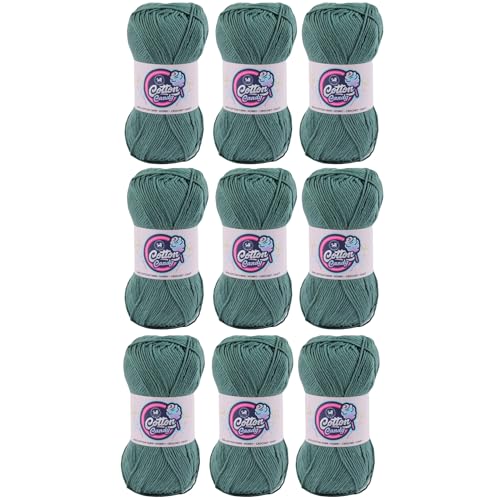 Image of NESTNHAVEN Cotton Candy 100% Cotton Yarn - (100g, 185 Meters) - Luxury Yarn for Crochet, Amigurumi, Embroidery, Toys, Garments, Flowers and Hobby, Projects. (Spanish Green) | (900 Gm)