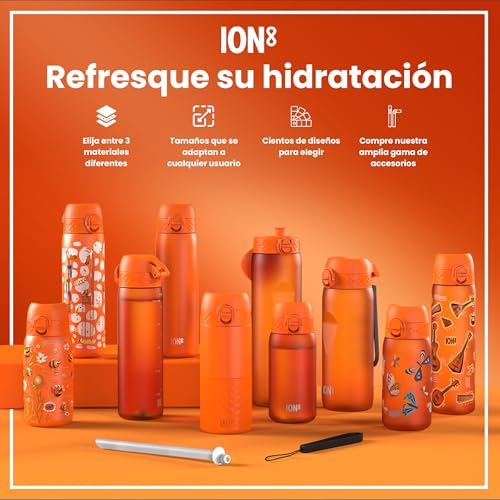 Miniatura 7 de ion8 Botella Agua, 500ml, a Prueba de Fugas, Fácil de Abrir, Cerradura Segura, Apta para Lavavajillas, Sin BPA, Asa de Transporte, Fácil de Limpiar, Neutro en Carbono, Música
