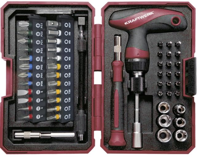 KRAFTWERK Jeu d'embouts avec poignée en T 53 pièces | Tournevis de précision avec kit d'outils fins | avec clé à douille 1/4