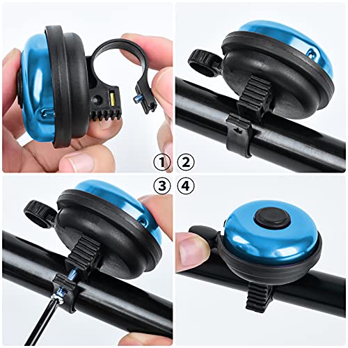 Xthuge Classic Bike Bell, Aluminum Bicycle Bell, Loud Crisp Clear Sound Bicycle Bike Bell for Adults Kids(Blue-Left Hand Use)