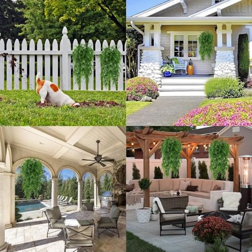 Image of Dekorly Artificial Plants Greenery Boston Fern Persian Rattan, Fake Hanging Plant Ivy Vine Outdoor UV Resistant,Faux Plastic Plants Vines for Jungle Party Decorations Home Decor (2 Pack)