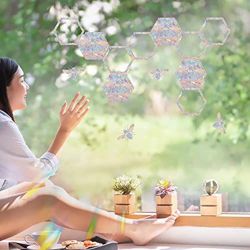 Image of Bee Window Clings for Bird Strikes - Anti-Collision Stickers - Glass Reminder Prism Decals - Avoid Birds Strikes - Decorate Your Glass Doors, JDFC-30