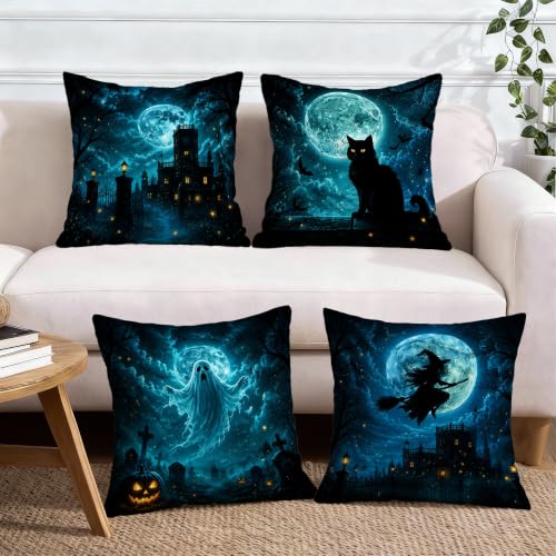 Housses coussin lavables velours 55x55 décoration Halloween propre