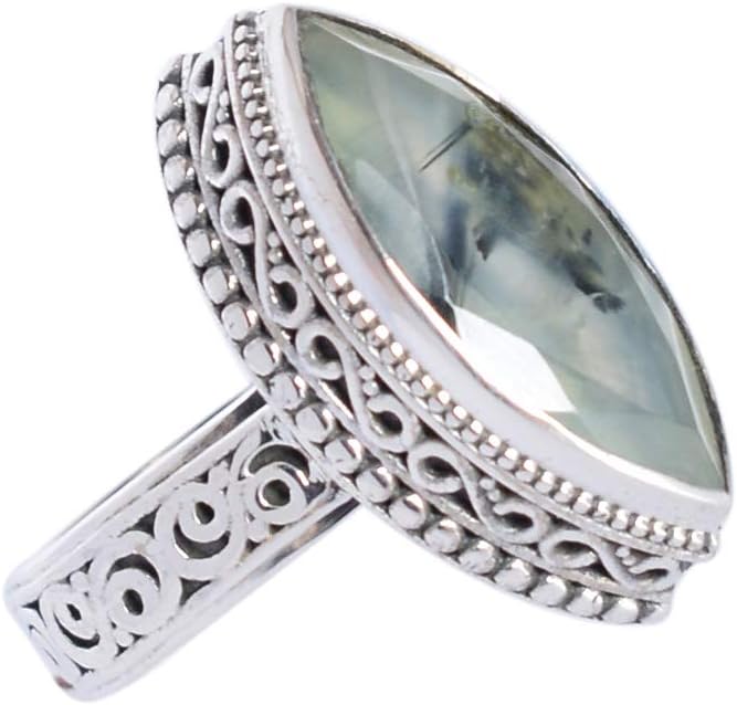 Natural Prehnite Gemstone 925 Sterling Silver Statement Cool Ring Costume Stylish Unique Fashion Jewelry For Her
