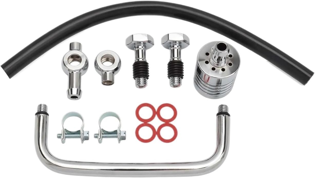 Motorcycle Crankcase Breather Kit for Harley 1993-2017 for Big Twin for Dyna for FXD for Softail for Touring for FLD for FLS for FXST for Road for Street for Glide for FLHR(Chrome)