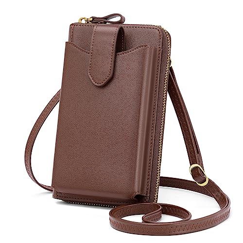 Image of Peacocktion RFID Crossbody Wallet Purse for Women Small Travel Cell Phone Purses Trendy Vegan Leather Bags with Card Slots