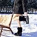 ZHENAIYISHENG Faux Fur Boots for Women - Fuzzy Fluffy Furry Water Resistant Snow Boots for Women - Anti-Slip with Cotton Sponge Lined and TPR Rubber Sole Black White Fur Boots black 10 11