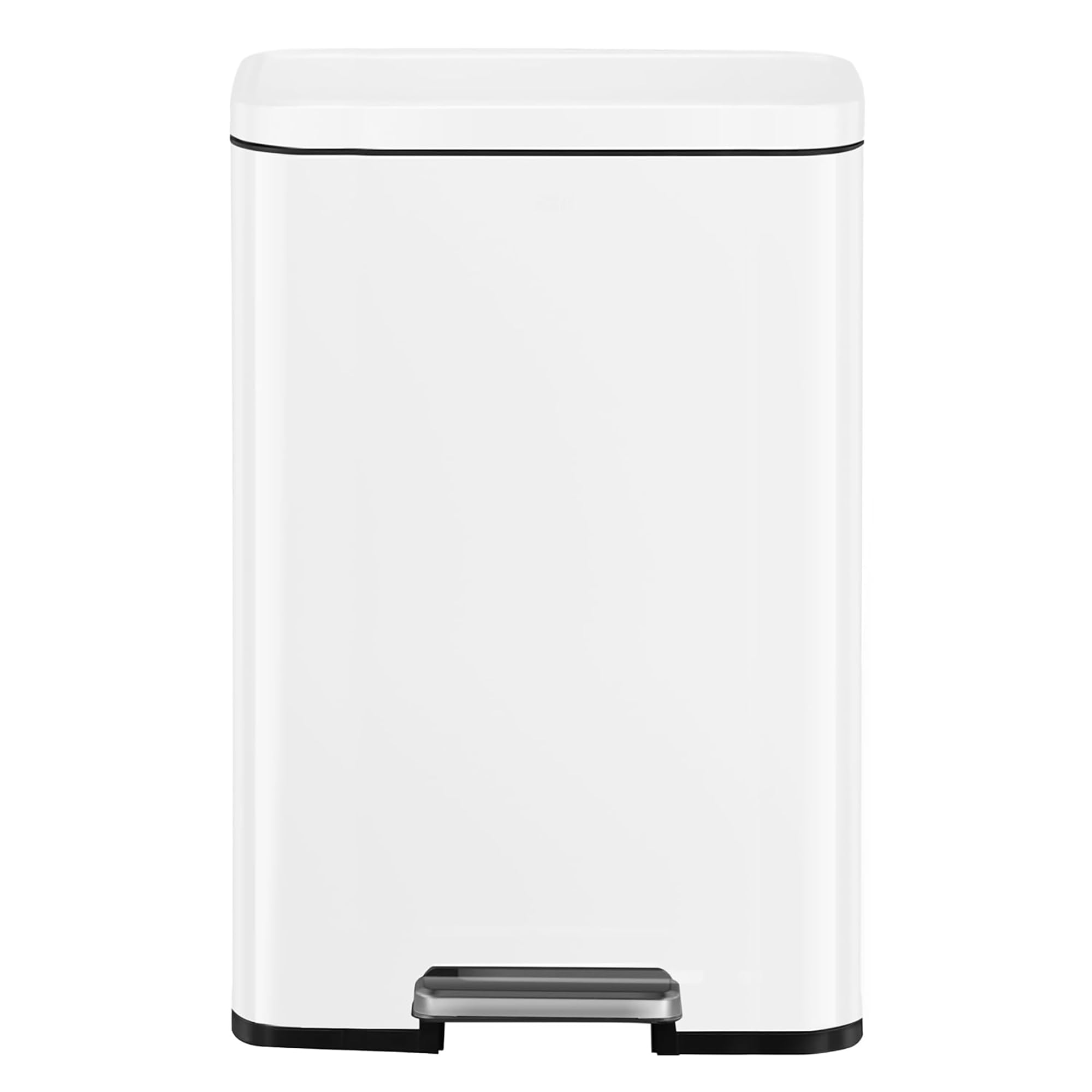 EKO Madison - Pattumiera da Cucina, 50 l, con Pedale e Coperchio a Chiusura Morbida, Colore: Bianco Opaco, in Acciaio Inox Anti-Impronta, Cestino Moderno e Robusto, Grande capacità per Il Riciclaggio