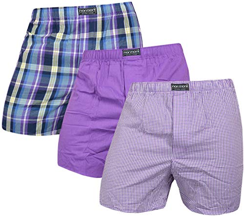 normani 3 x Herren Web Boxershorts aus Reiner Baumwolle Farbe Lila Größe XL