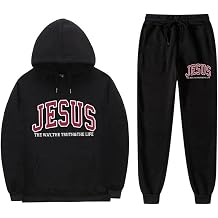 PANOZON Jesus 2 Piece Tracksuit Hoodie Christian Faith Religious God Man Woman Sweatshirt Suit