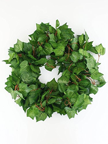 Charmly 5 Pcs Artificial Grape Leaves Vine Fake Hanging Garland Plants Greenery Ivy For Wedding Party Garden Office Wall Decoration Each 7.9 Ft Long #TOP3