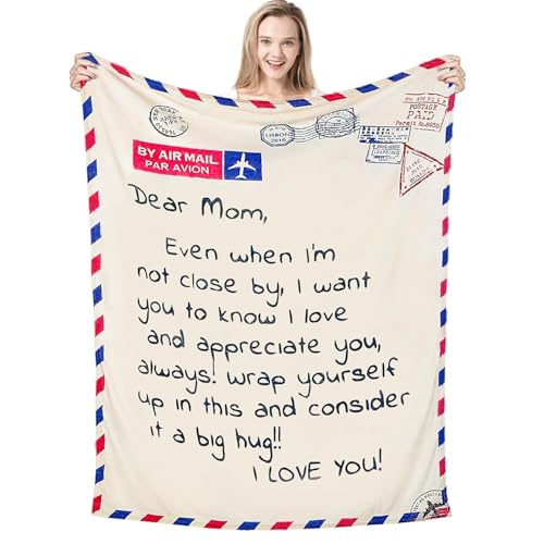 VETEBLE Soft Throw Blanket Gifts for Mom, 55'x70', Warm & Cozy Blanket Presents for Mother's Day, Birthday, Christmas, Thanksgiving, Unique Mom Gift Ideas from Daughter Son