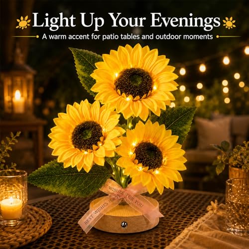 Image of Flower Table Lamps, Rechargeable Touch Dimming Sunflower Night Light, LED Artificial Flower Lamp, Table Centerpieces for Birthday Holiday Party Wedding Room Decoration