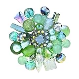 AeraVida Green Fusion Freshwater Pearl & Simulated Aventurine Crystal Handmade Floral Brooch Pin | Green Brooch for Women | Fashion Crystal Wedding or Party Brooch | Gift Jewelry Accessory