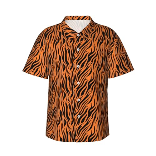Chemise hawaïenne homme orange à rayures pour la plage