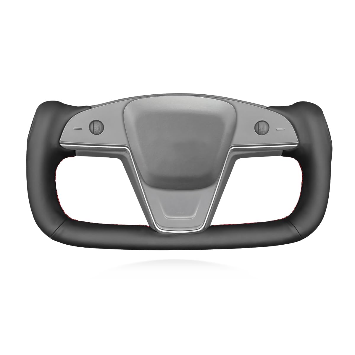 MEWANT DIY Black Smooth Artificial Leather Steering Wheel Cover Wrap for Tesla Model S Yoke 2021-2023 Model X 2021-2023