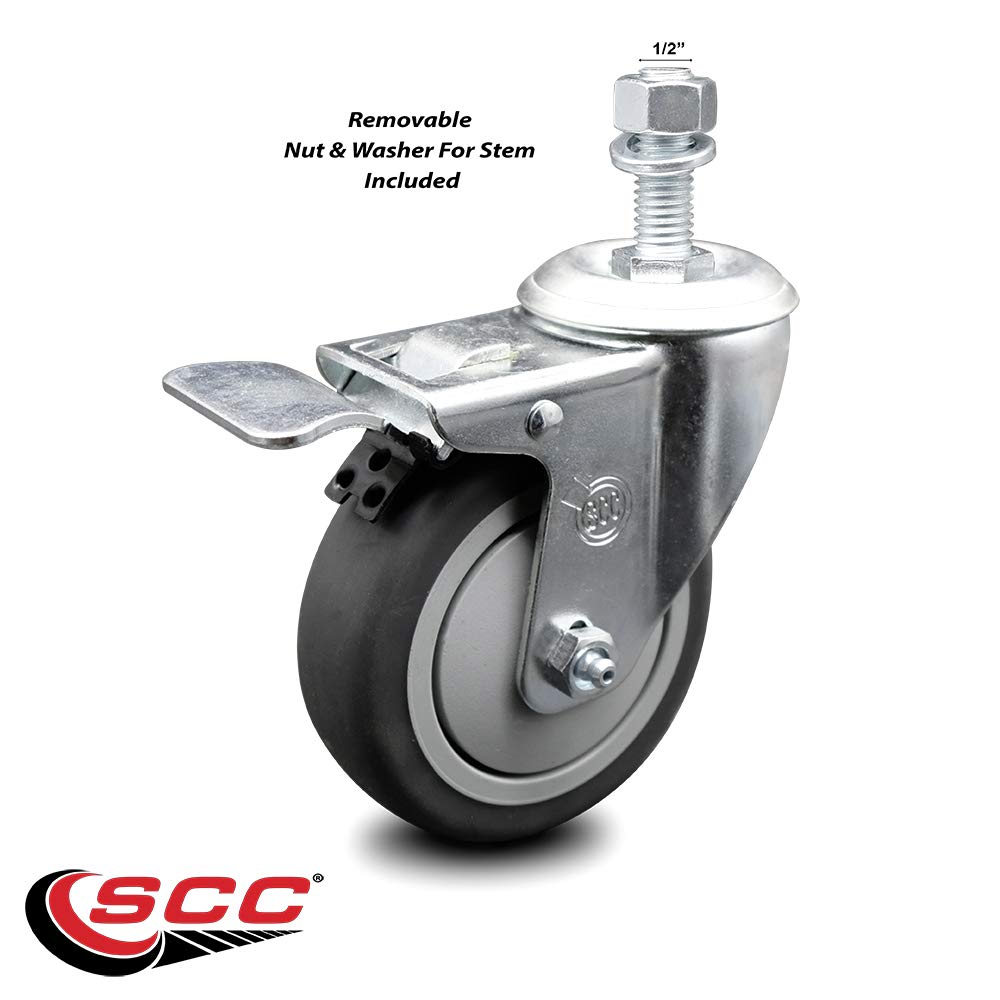 Thermoplastic Rubber Swivel Threaded Stem Caster - 4