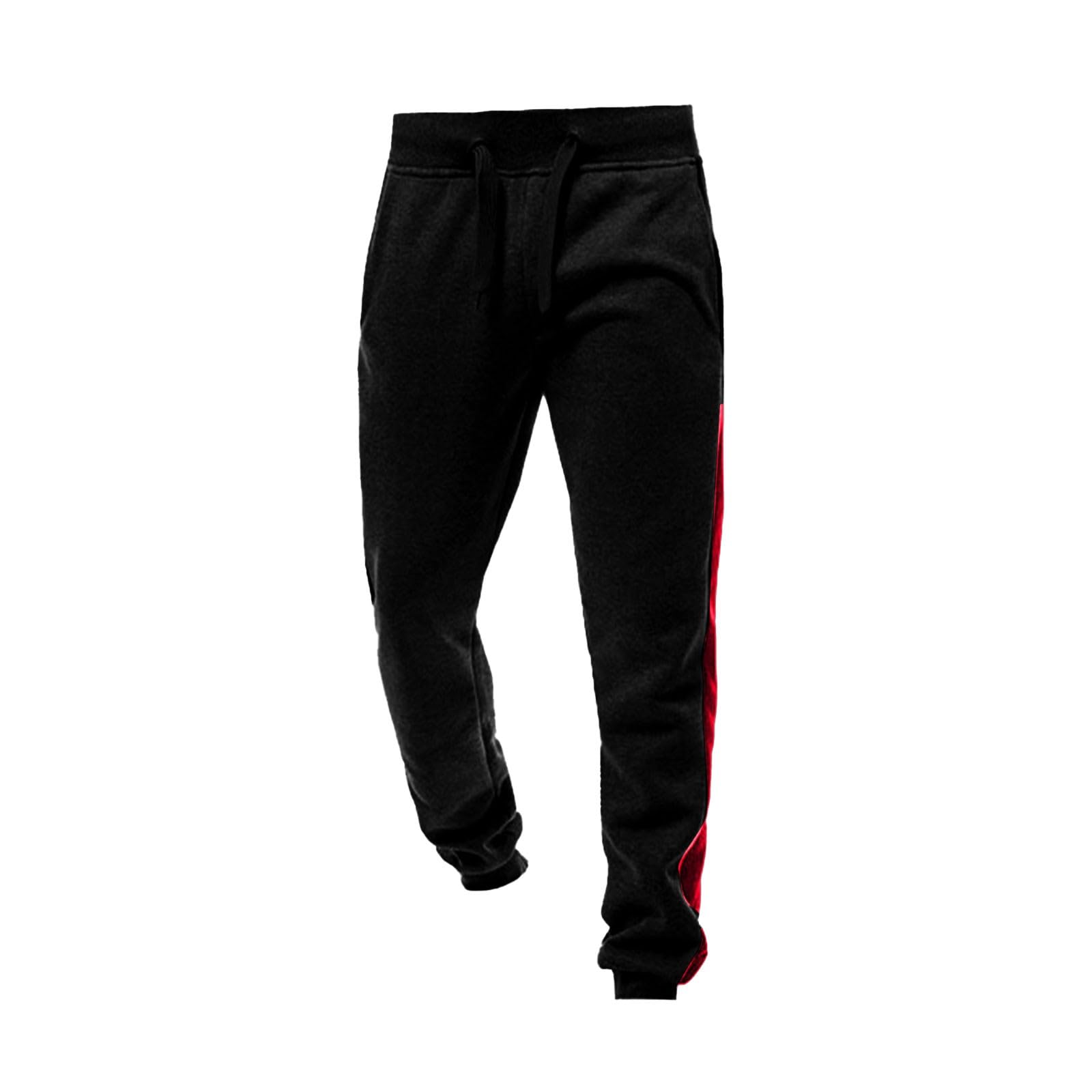 Tuta da jogging da uomo, colore nero e rosso, con chiusura lampo