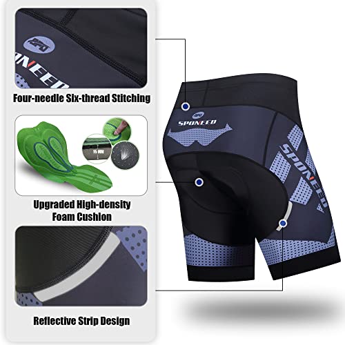 sponeed Shorts de ciclismo masculinos acolchoados, calças de ciclismo para ciclismo, Atualização - C