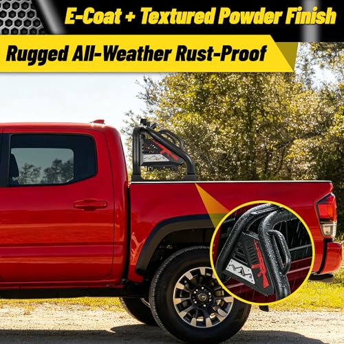Image of MONOKING Adjustable Roll Bar for Mid-Size Truck with 3rd Brake Light, Sports Bed Bar Chase Rack for 2007-2026 Tacoma, Gladiator, Ranger, Colorado, Canyon, Frontier, Dakota | DIY Paintable Panels