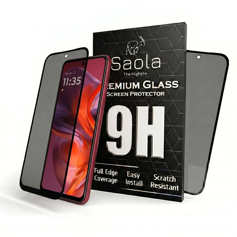 Image of Saola Ultra Privacy Tempered Glass For Motorola G05 (PACK OF 1) with Free Installation Kit. Full screen Coverage. Free Replacement If Received Damaged - 6.67 inch