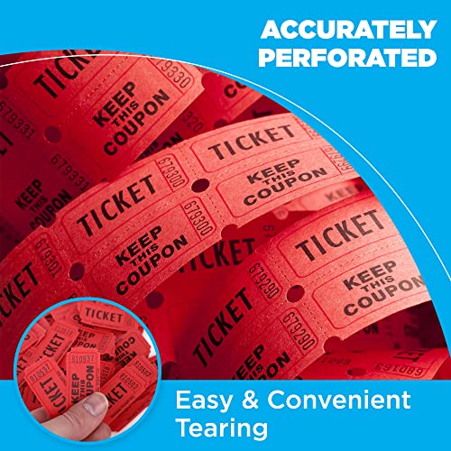 50/50 Double Raffle Tickets - Orange - 100 Ticket Count Per Pack - Easy Tear Away Stubs For Contact Info - Raffle Drum Tickets For Drinks, Carnival, Chinese Auction, Events #TOP3