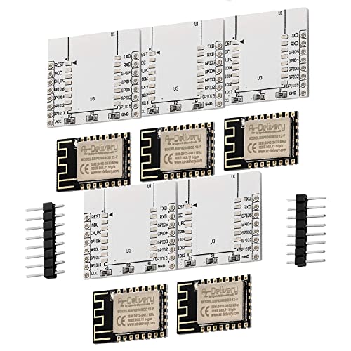 AZDelivery 5X ESP8266 ESP-12F Version améliorée à ESP-12E, Wireless Remote Module serielle WiFi pour microcontrôleur avec Carte adapteur Compatible avec Arduino et...