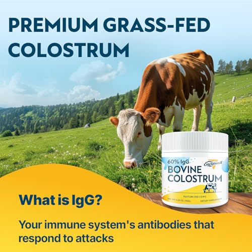 Image of Energievoll Bovine Colostrum Supplement Powder - 60% IgG 3000 mg for Gut, Hair Growth, Beauty, and Immune, Easy to Mix, Unflavored (50 Servings)
