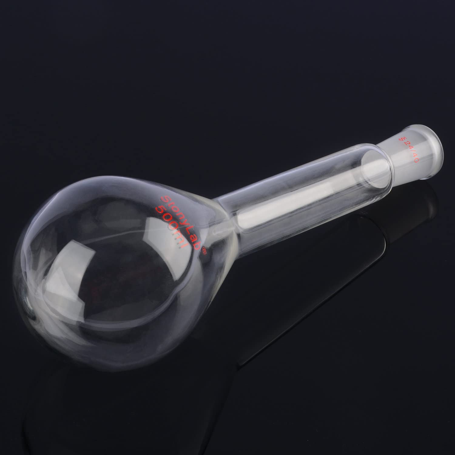 Kjeldahl Flask, Heavy Wall Borosilicate Glass Round Bottom Flask, 24/40 Standard Taper Joint, 500 ml