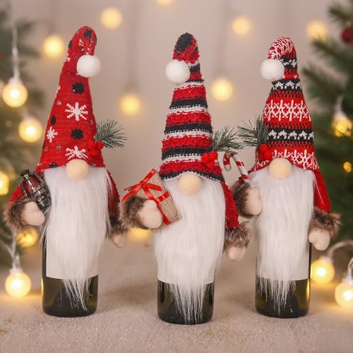 Flaschen Deko Weihnachten, Weihnachtsmützen für Flaschen,...