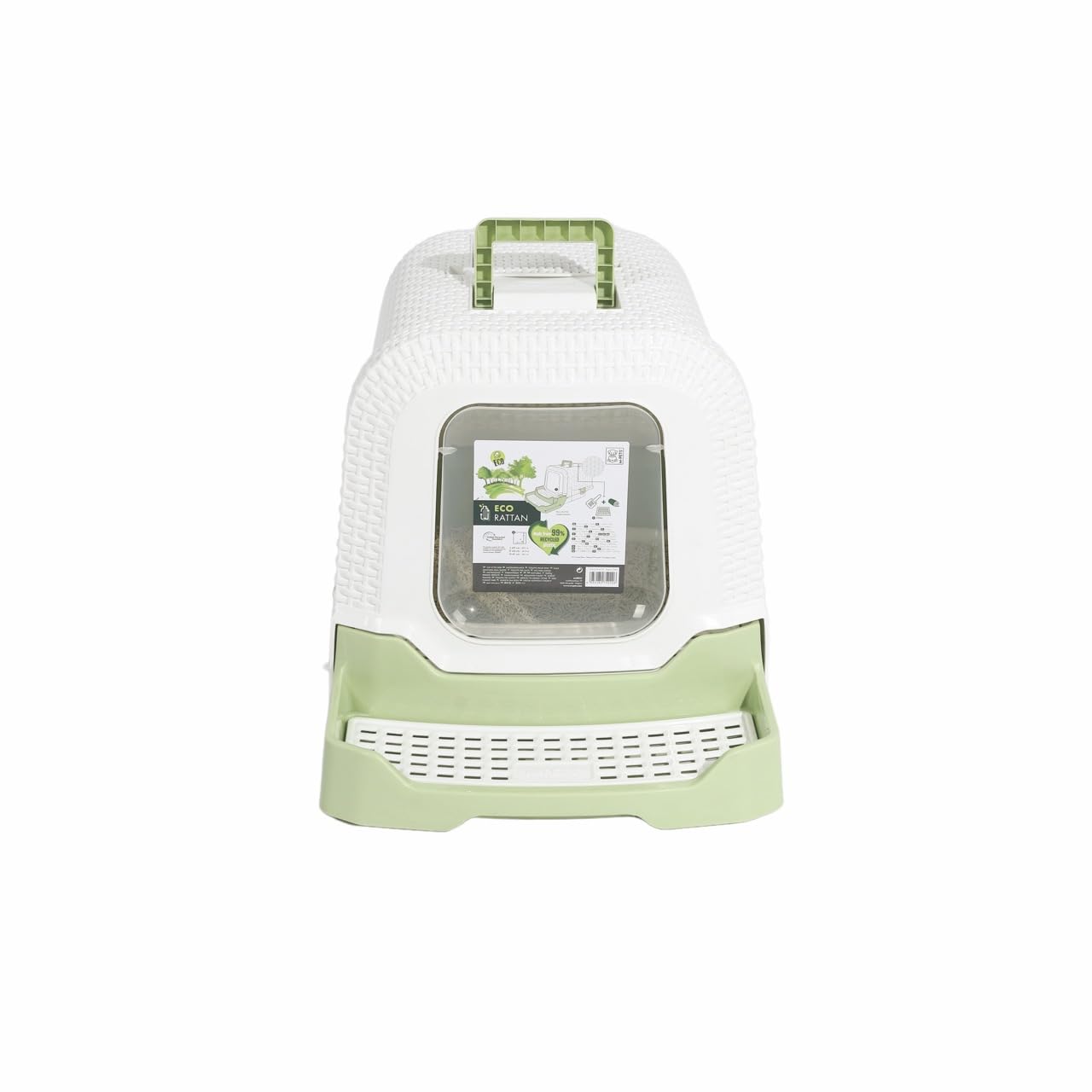 M-PETS ECO RATTAN KAPALI KEDİ TUVALETİ WHİTE/GREEN
