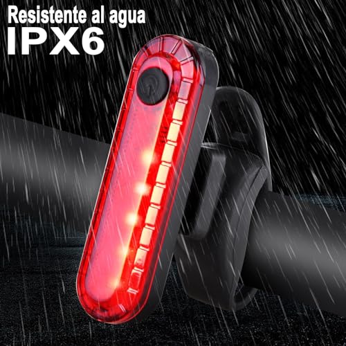 Image of Eforcase 2PCS Bike Tail Light Rechargeable - USB Rechargeable LED Bike Tail Light - Rear Red Bike Light for Night Riding, Flashlight Back Bicycle Taillights with 4 Light Mode