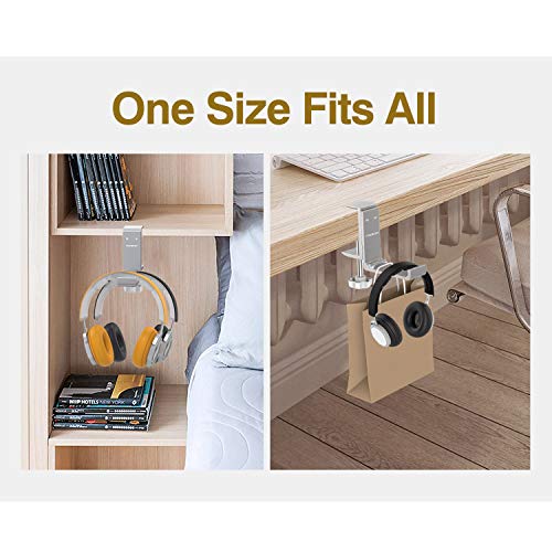 Moko Headphone Stand, Universal Aluminum Foldable Headphone Hanger Adjustable Headset Holder Clamp Mount Desk Hook Holder For All Headphone Sizes, Sennheiser, Audio-Technica, Ps5 Gaming Headset-Silver #TOP2