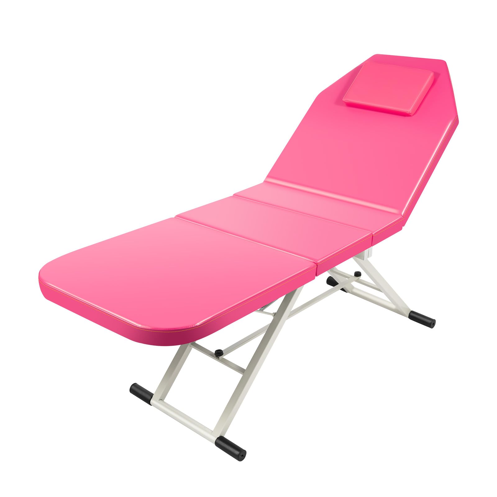 3 Zonen Mobile Klappbar Massageliege mit Kopfstütze, Verstellbare Faltbarer Massagestuhl Bett Professionelle Stahl Massagetisch, 250kg Tragfähig für Spa Salon Tattoo Schönheit (Rosa)
