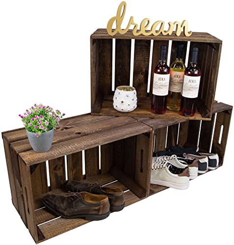 3er Set Neue dunkle stabile Obstkiste Palisander- Stiege, aus dem Alten Land +++ Natur 54x35x30 cm