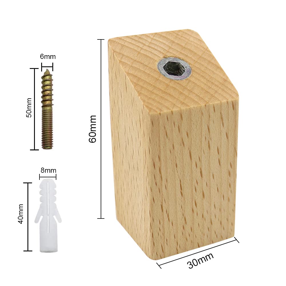 6 Stück Holz Kleiderhaken Aus Buche - Natürliche Wandhalter Für Jacken & Taschen